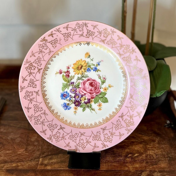 Pirkenhammer Czechoslovakia 10" Pretty Pink Floral Plate from the 1920's / 30's | Plate Collection, Serving, Display, Plate Wall, Pink Decor