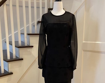 Vintage 80s Nipon Boutique Black Peplum Cocktail Dress | LBD; Party Dress; Cocktail Dress; Classic Evening Dress; Formal Event