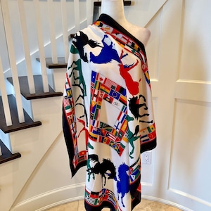Vintage Silky Equestrian Scarf