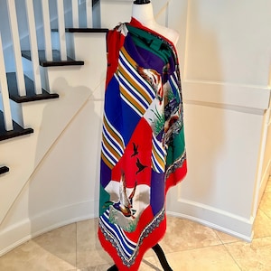 Colorful Loon Scarf | Neck Scarf, Headwrap, Pashmina, Canadiana, Loons, Ducks