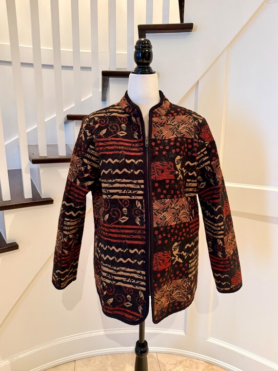 Vintage Tapestry Jacket: Boho Patchwork Coat, Siz… - image 3
