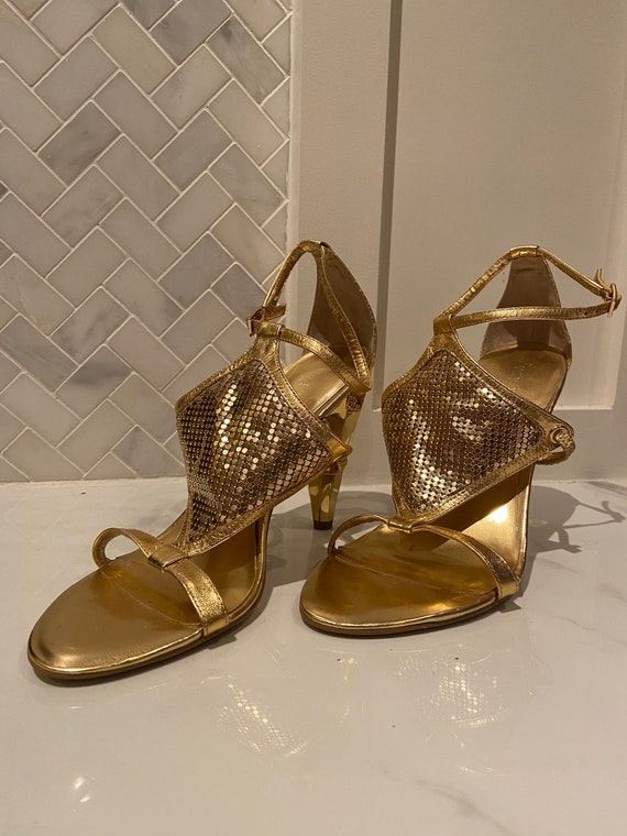 Super Sexy Gold Mesh Metallic High Heeled Sandal | Ni… - Gem