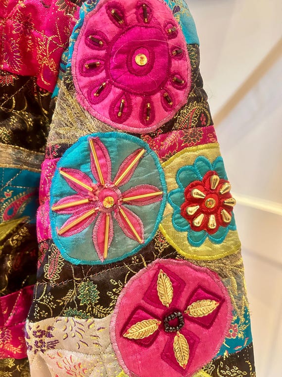 90's Artsy Boho Patchwork Jacket: Poetica, Size XL - image 9