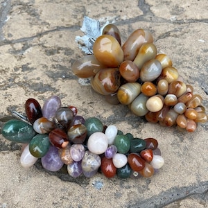 Grappe De Raisin En Pierres D'Agate Et Cornaline - Vintage Brésil - Déco Minéraux