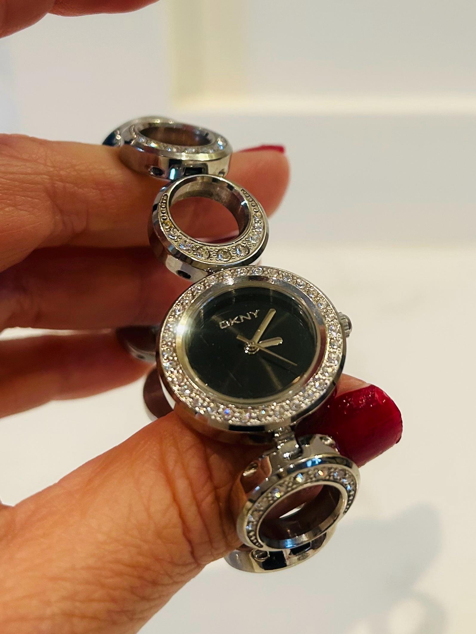 DKNY Silver & Rhinestone Bracelet Watch - Etsy