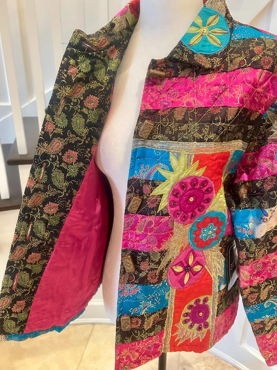 90's Artsy Boho Patchwork Jacket: Poetica, Size XL - image 8