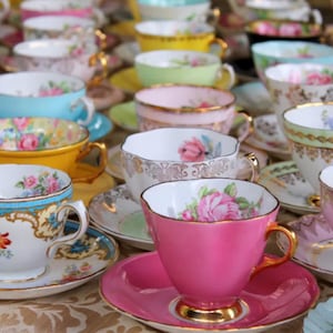 Assorted Vintage Teacups and Saucers - Mix and Match China Tea Set, Shabby Chic Cottagecore Tea Party Decor, Gift for Tea Lover