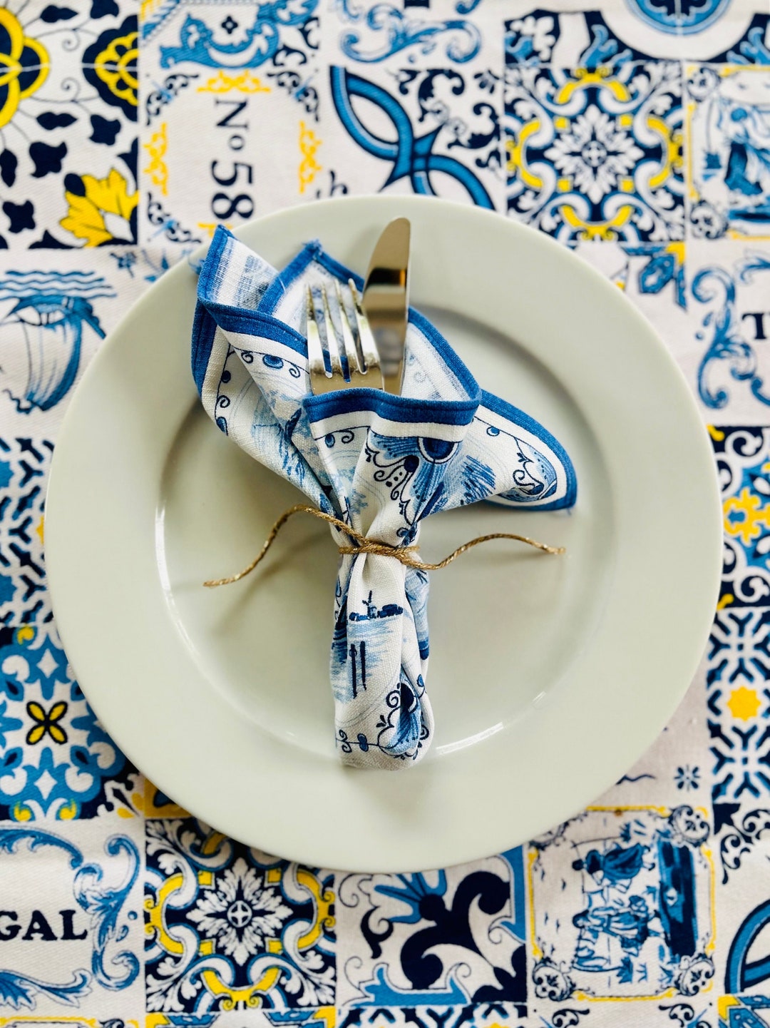 Vintage Delft Blue Cloth Napkins, Set of 4: European Tablescape - Etsy