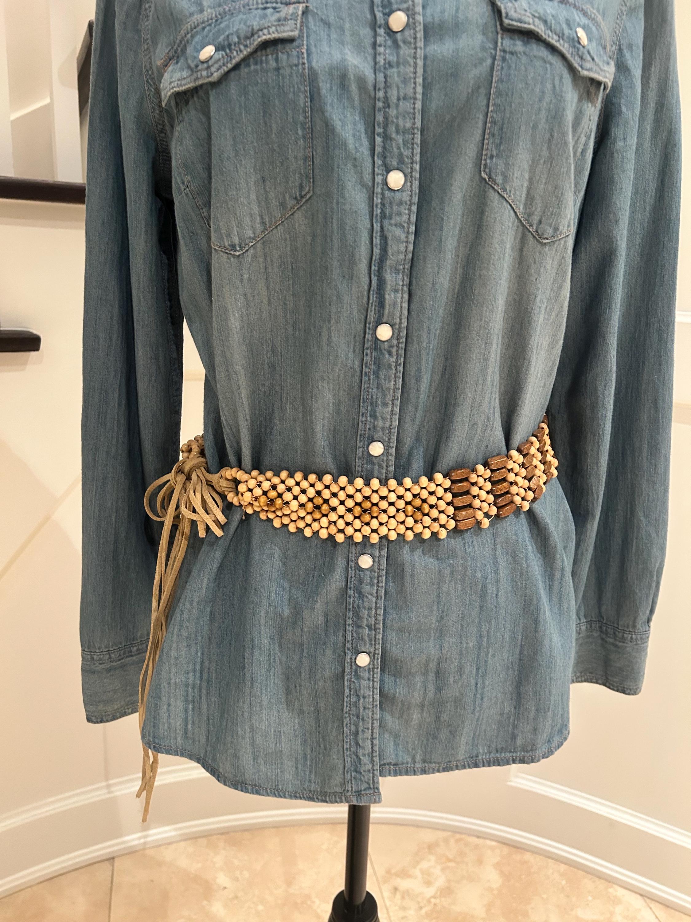 Vintage Wood Bead Tie Belt: Boho Hippie Fashion Accessory - Etsy