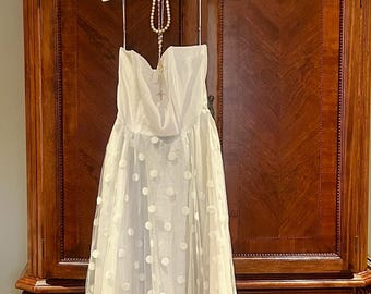 Vintage Simon Chang White Midi Ballgown Size 10 | Formal Event, Vintage Wedding Dress, Bridesmaid&#39;s Dress, Mother of the Bride, Coquette