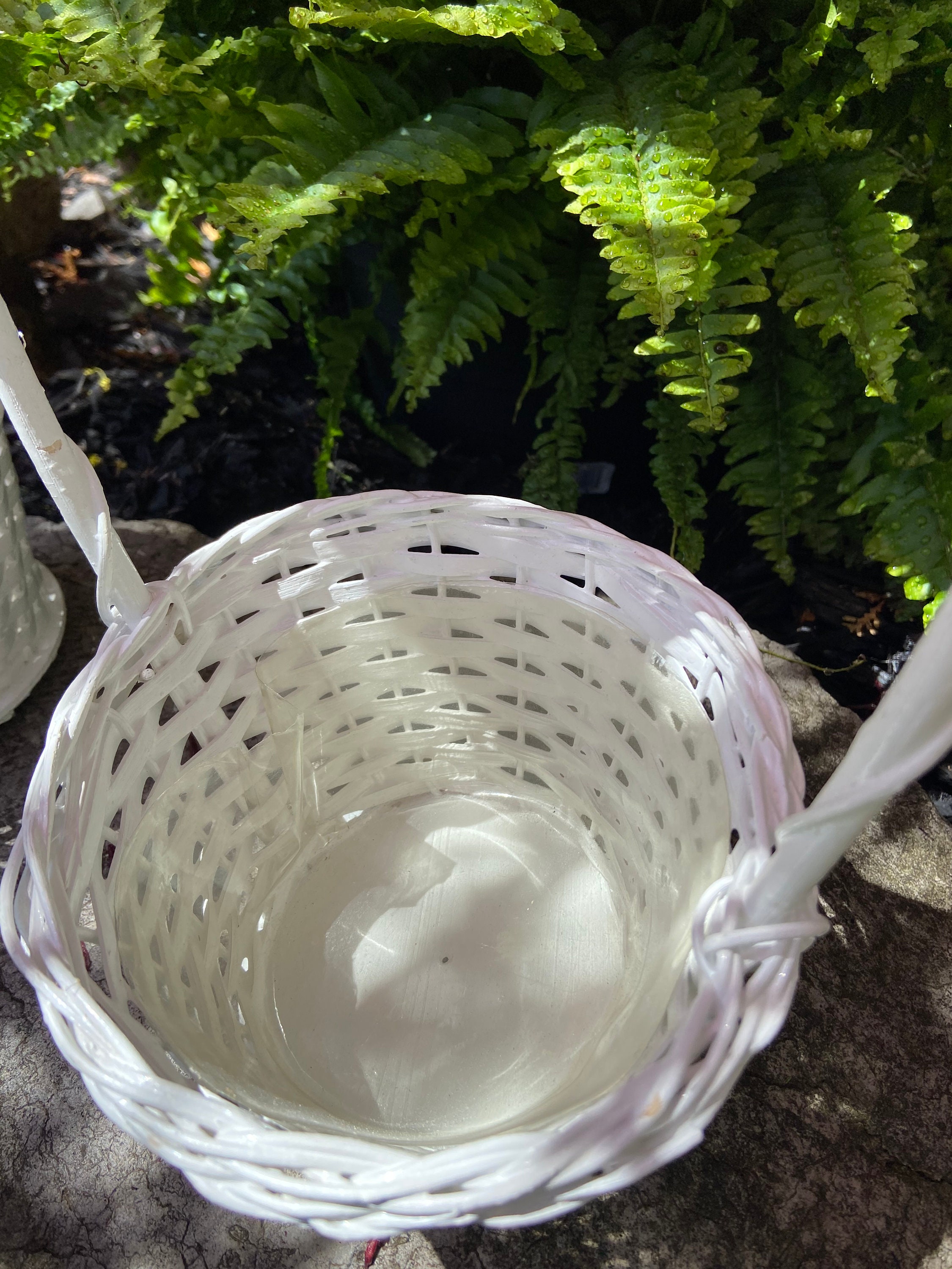 Set of 3 White Wicker Baskets Flower Girl Baskets Garden Etsy