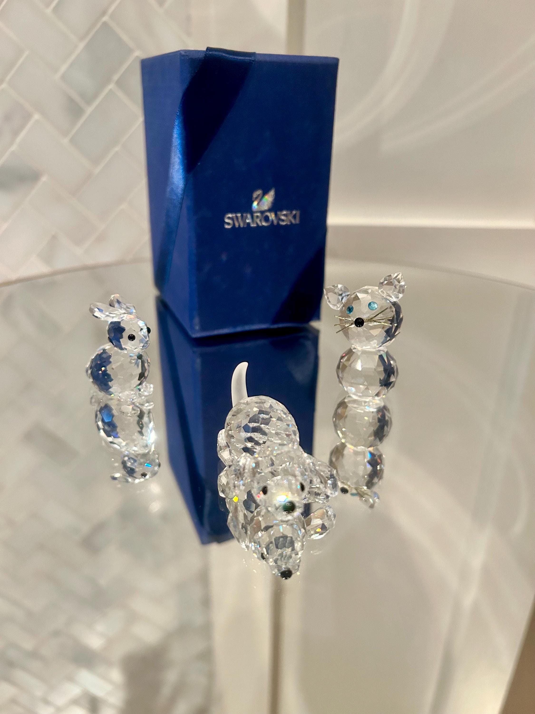 Collectible Swarovski Crystal Animal Figurines: Cat, Dog, Bunny - Etsy