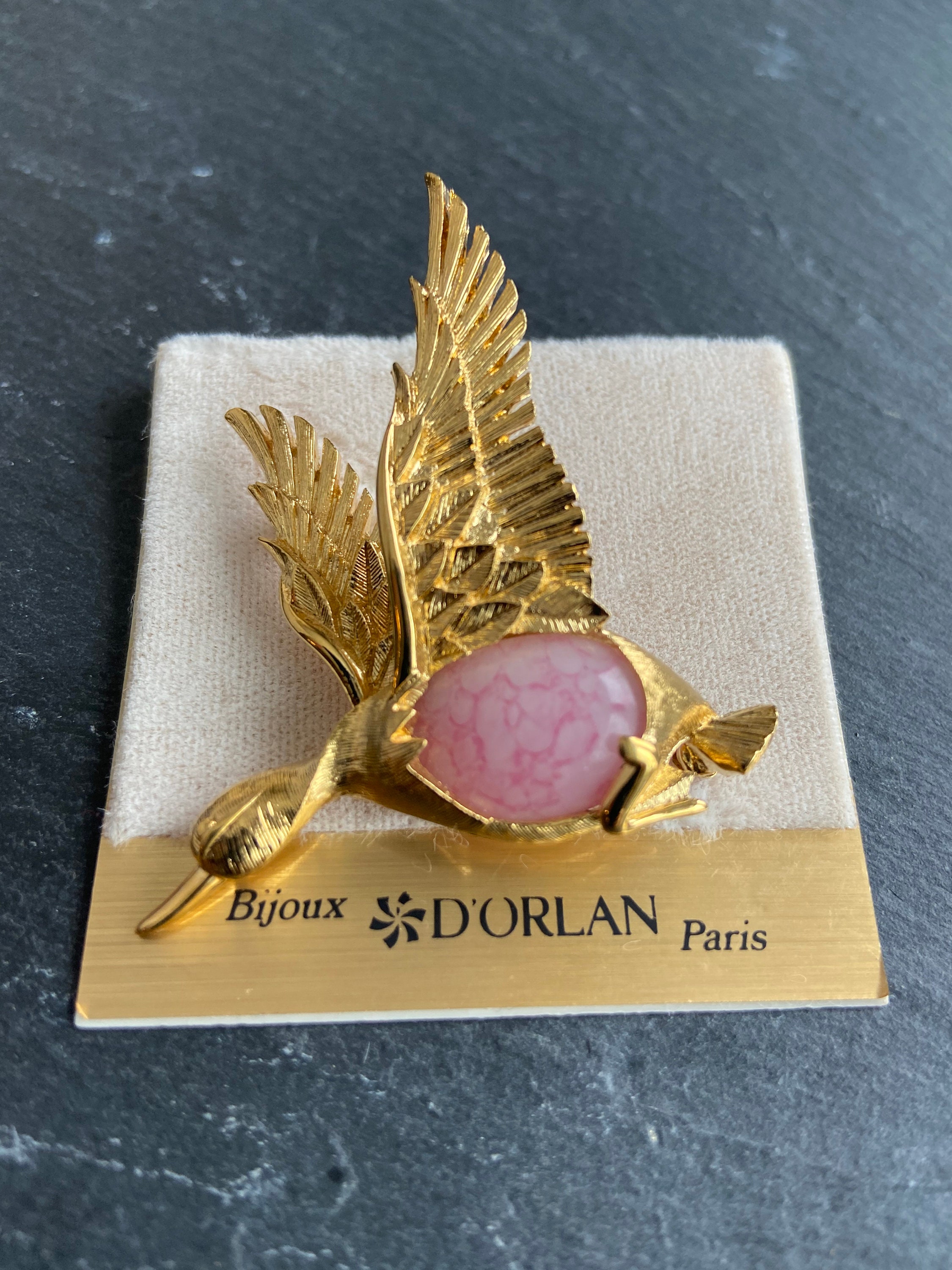 D'ORLAN エナメルペイント 鳥バード ブローチ ラインストーン