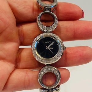 DKNY Silver & Rhinestone Bracelet Watch