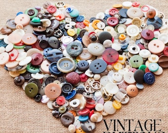 Curated Collection of Vintage Buttons | Assorted Colors, Sizes, Styles, and Ages