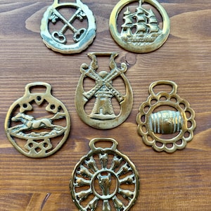 Welsh Horse Brass Medallions - Equestrian Collectibles, Rustic Wall Hangings, English Brass Ornaments