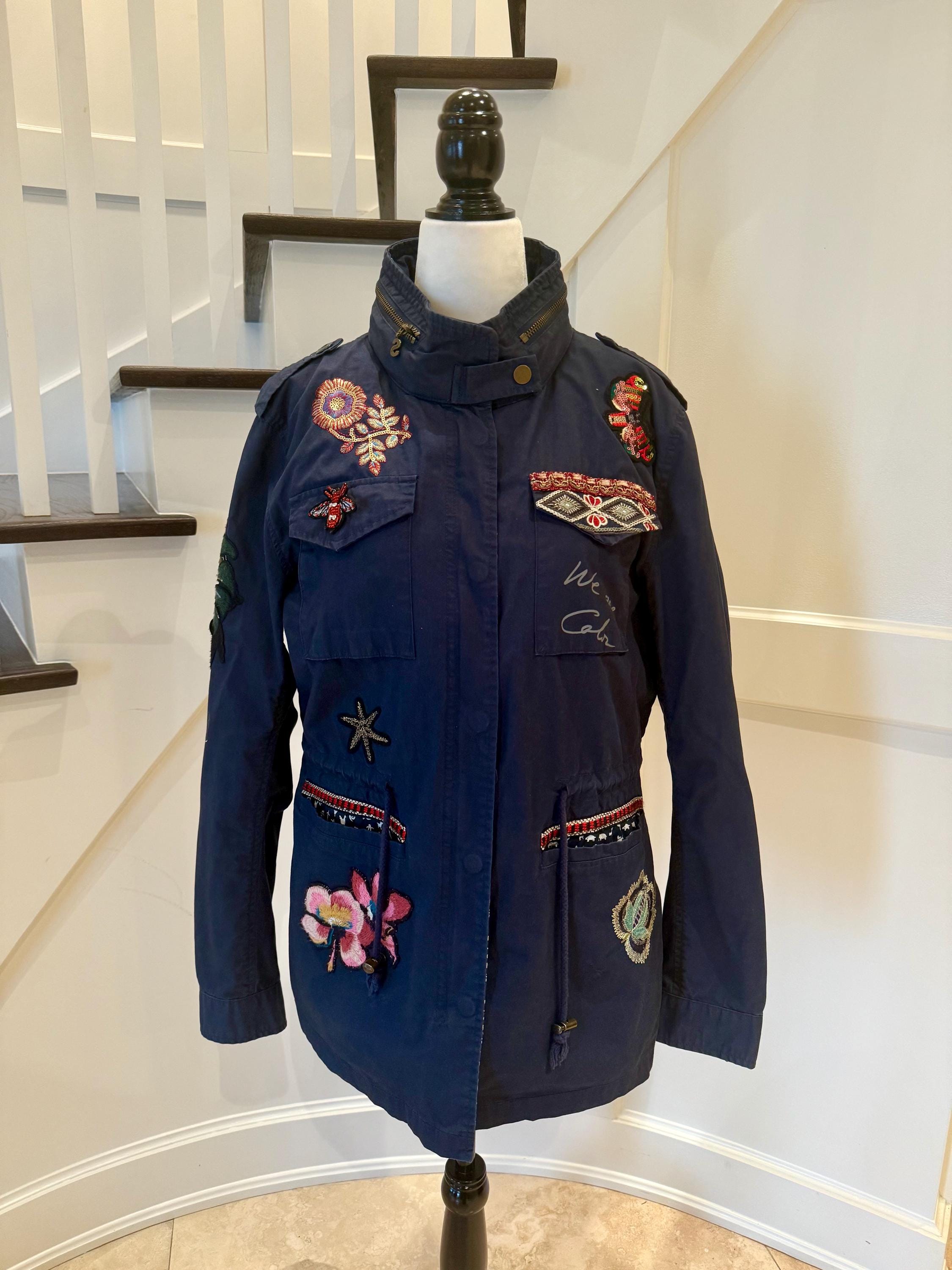 Desigual ネイビー キルティングジャケット Vintage DESIGUAL Chaq Delia Navy Parka, Size 12: Chore Jacket