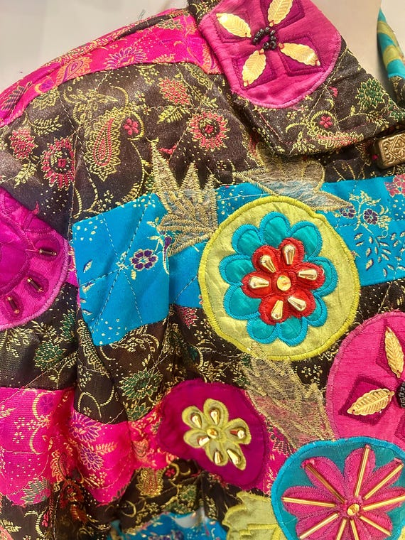 90's Artsy Boho Patchwork Jacket: Poetica, Size XL - image 4