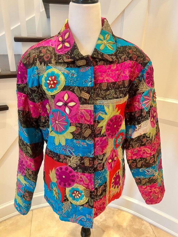 90's Artsy Boho Patchwork Jacket: Poetica, Size XL - image 6