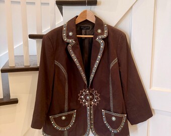 Vintage Anne Carson Brown Western Blazer Jacket, Size 1X: Cowgirl Chic