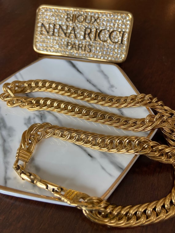 ヴィンテージ ニナ リッチ 22K ゴールドメッキ チャンキーチェーン 