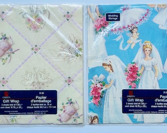Vintage Geschenkpapier Hochzeit oder Brautparty, 2 Bogen
