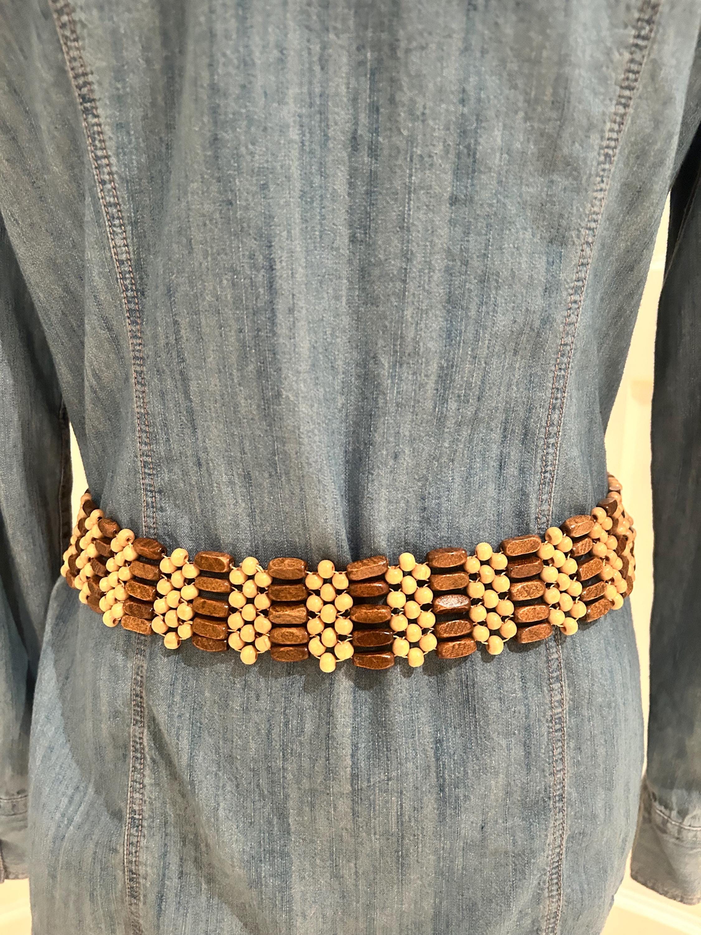 Vintage Wood Bead Tie Belt: Boho Hippie Fashion Accessory - Etsy display picture 2