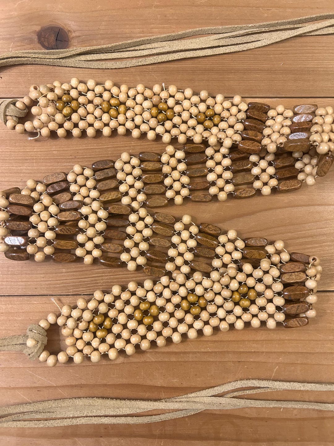 Vintage Wood Bead Tie Belt: Boho Hippie Fashion Accessory - Etsy display picture 1