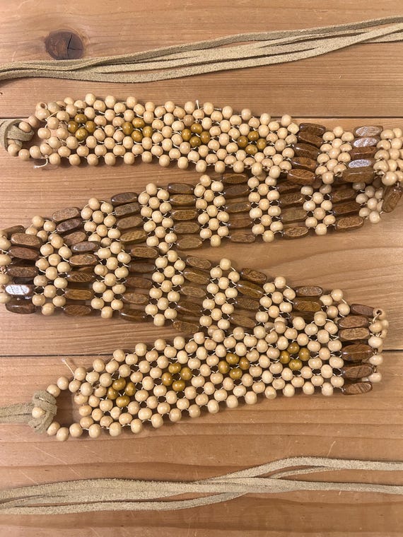 Vintage Wood Bead Tie Belt: Boho Hippie Fashion Accessory - Etsy display picture 1