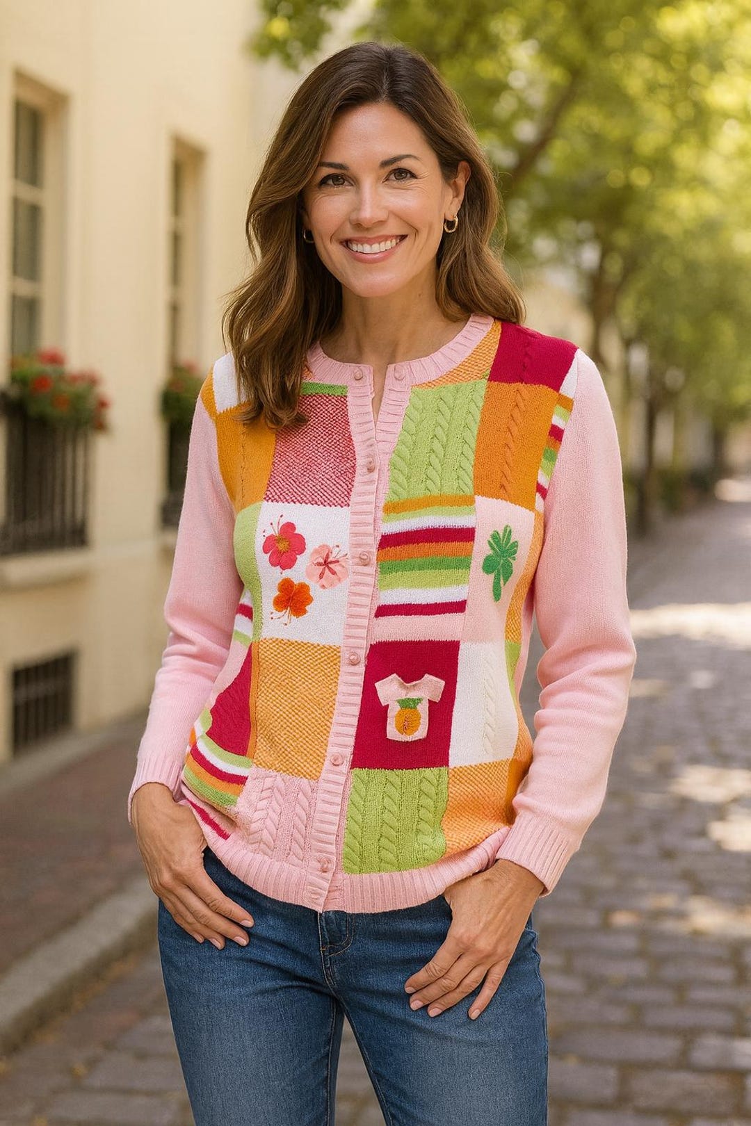 Vintage Tabi Cardigan, Tropical Patchwork, Size Small - Etsy