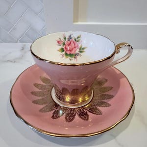 Aynsley Pink Corset Cabbage Rose Teacup - Vintage Teacup & Saucer; Aynsley Bone China, Made in England, Vintage Wedding, High Tea Party