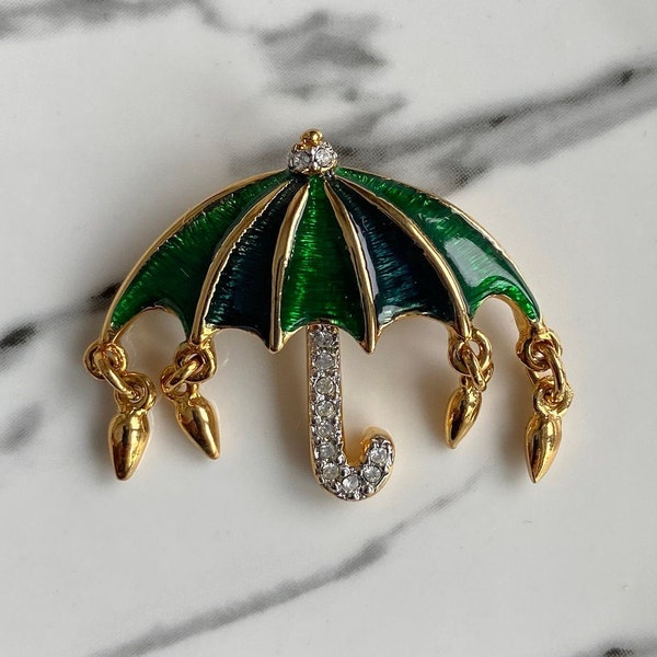 Umbrella Pin Brooch by Puccini | April Showers | Vintage Statement Brooch