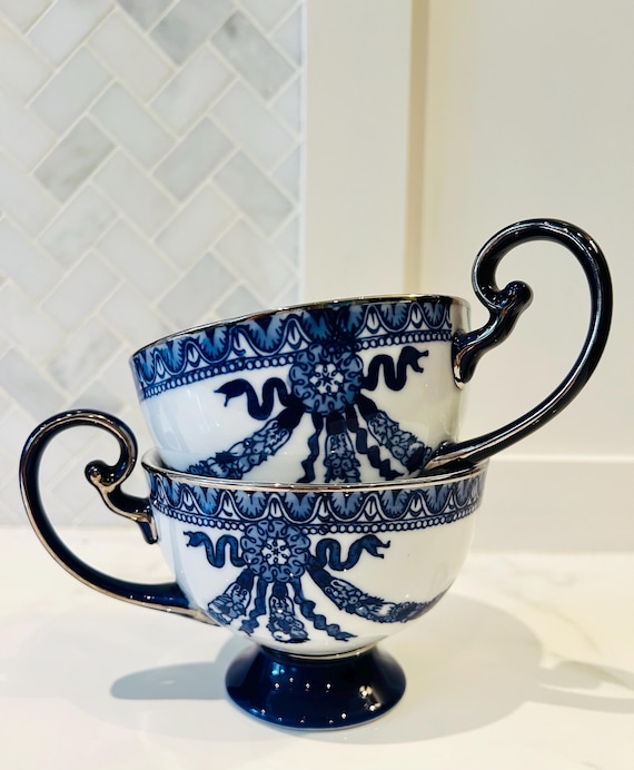 Bombay Asian Garden Cobalt Blue Footed Tea/coffee Cup - Etsy
