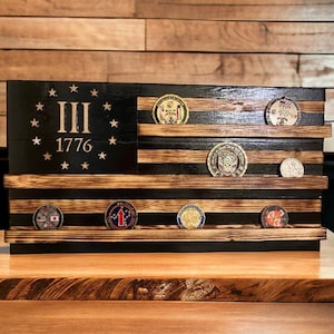 American Flag Challenge coin flag, III, Coin holder, Coin Holder Flag, Christmas Gift, mother&#39;s day, father&#39;s day