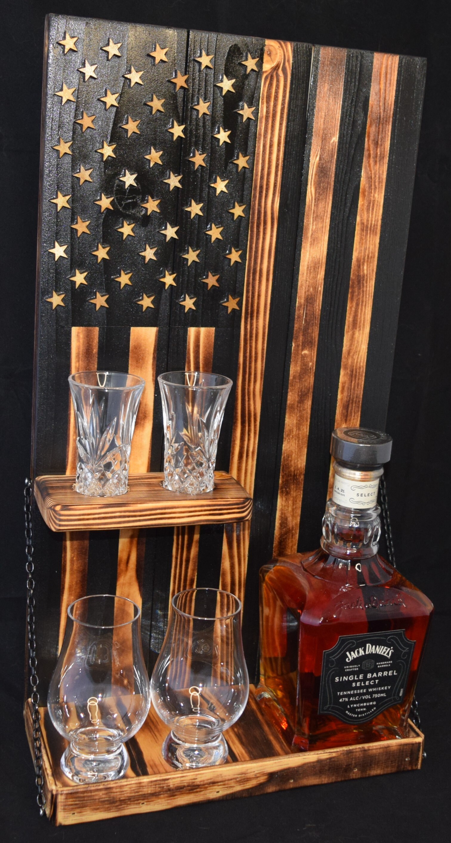 Handmade American Flag Whiskey Rack, Wood Burnt, Shot Glass Shelf - Etsy