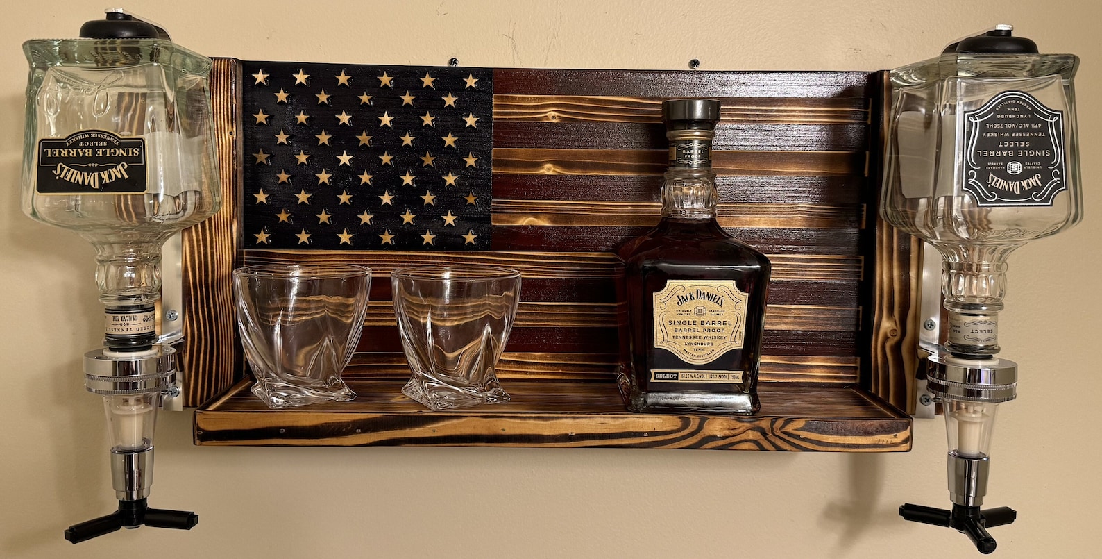 Handmade American Flag Whiskey Rack With Dispenser - Etsy