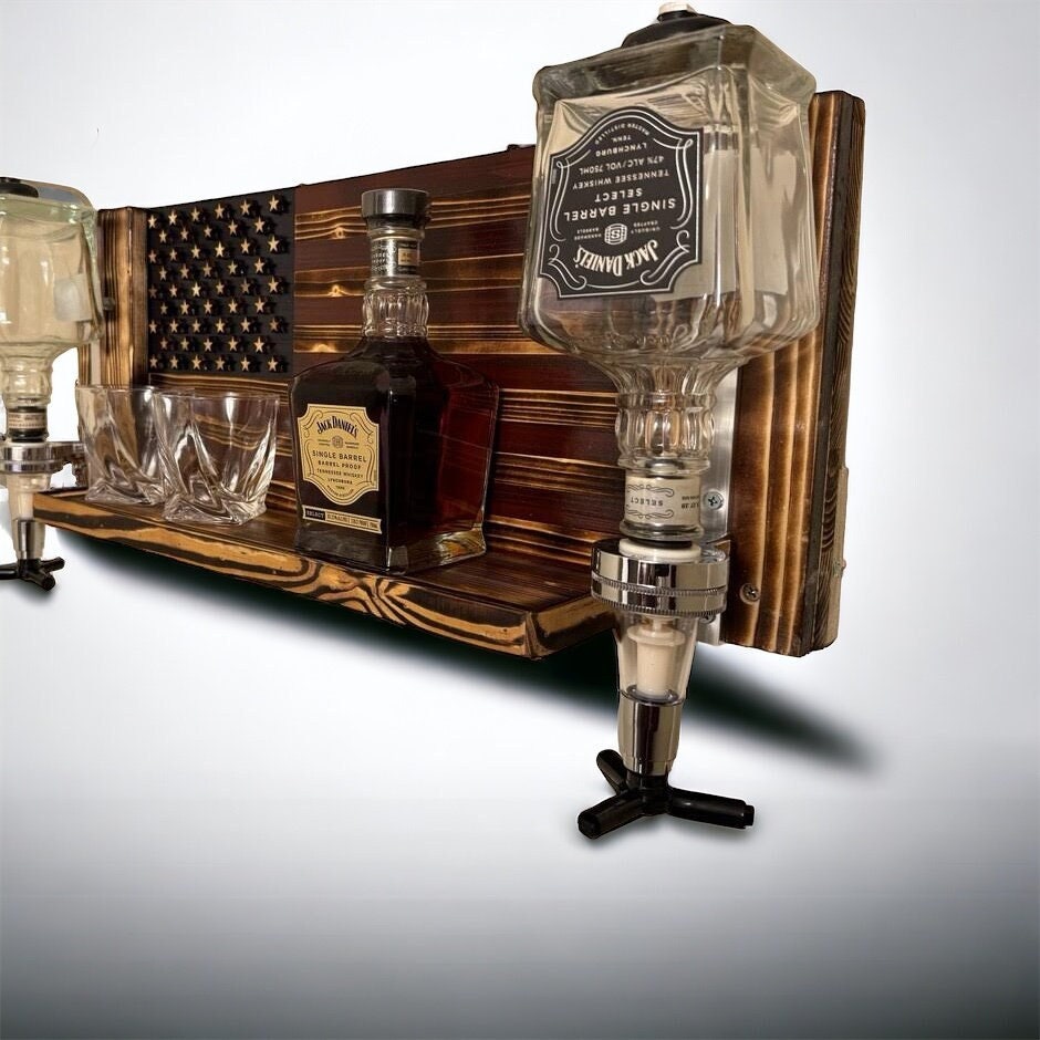 Handmade American Flag Whiskey Rack With Dispenser - Etsy