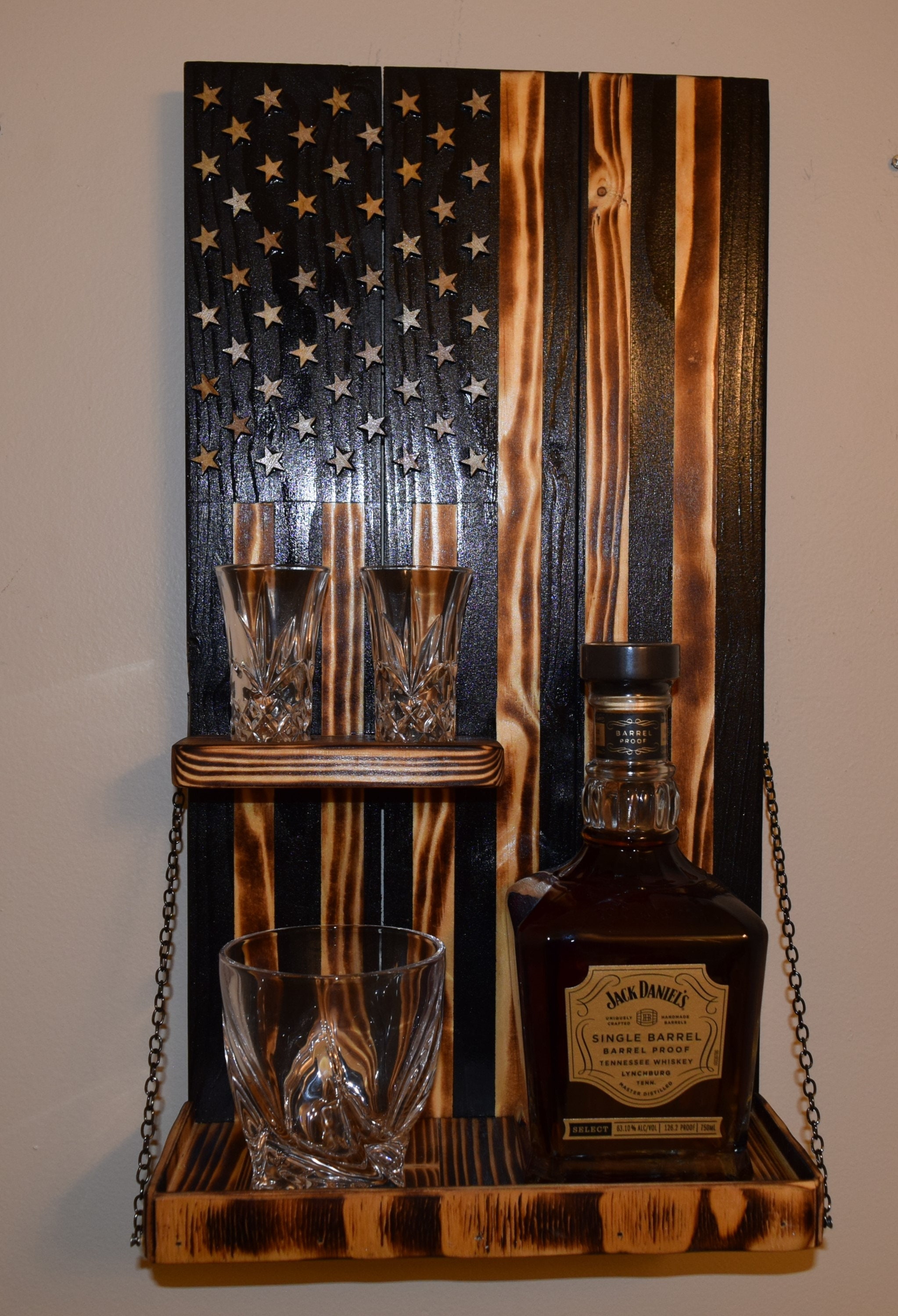 Handmade American Flag Whiskey Rack, Wood Burnt, Shot Glass Shelf - Etsy