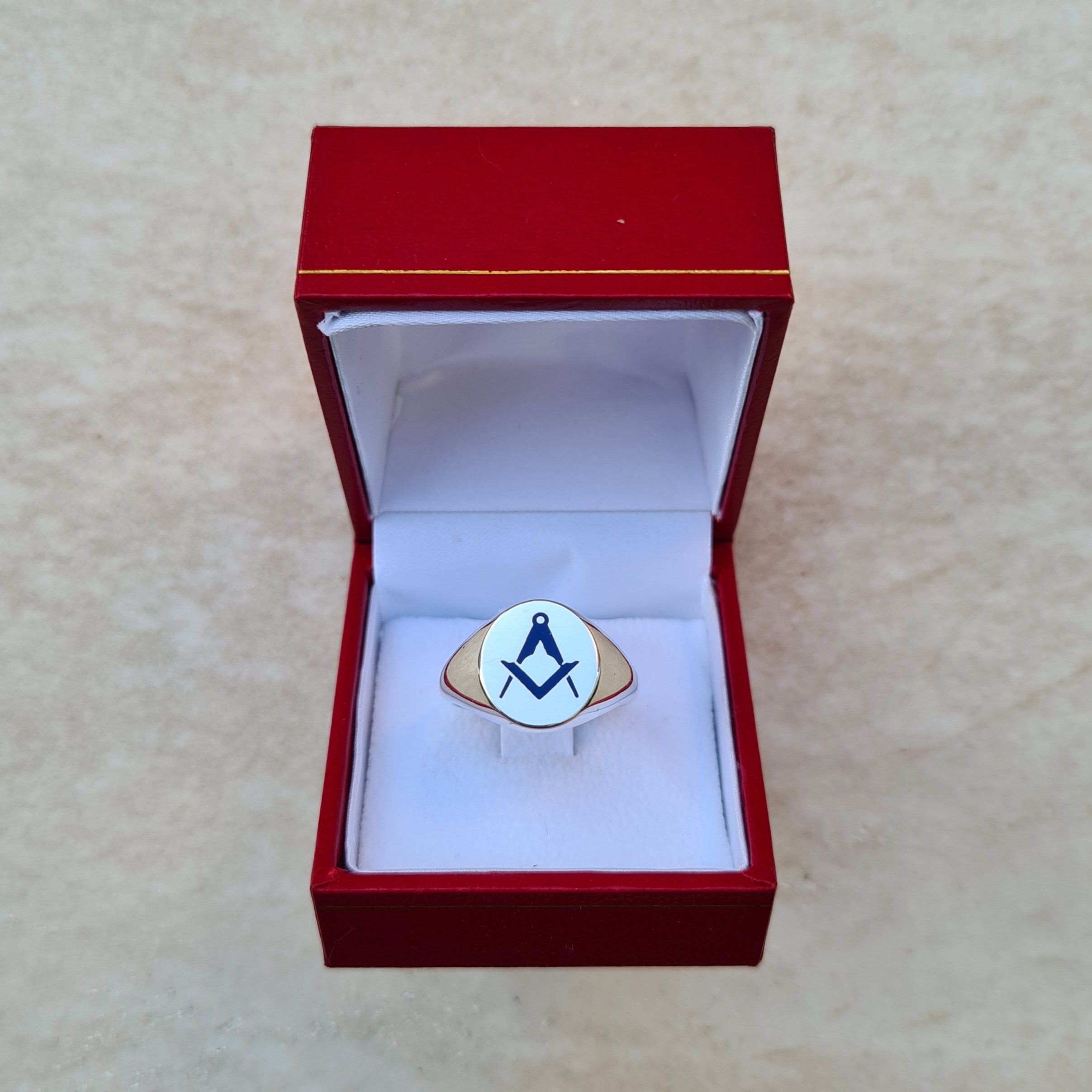thumbnail interactive-video image 1 of Craft Masonic Ring – 925 Silver With Black, Red, And Blue Enamel – Hallmarked (UK Made) 1 of 2