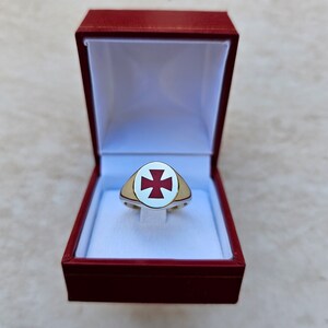 Knight Templar Masonic Ring - 9K Gold with Enamel