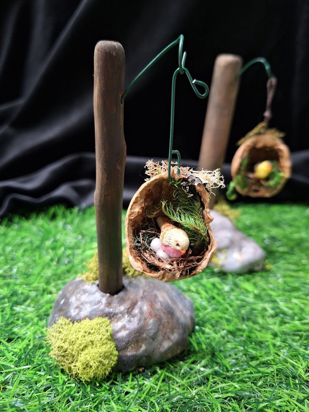 MINIATURE BIRD HOUSE Hanging/nutshell/dollhouse/fairy Garden Etsy