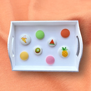Retro Fruit Fabric Button Magnet Set: Summer Kitchen Decor
