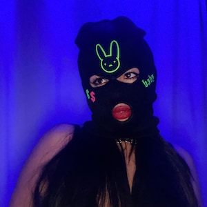 Bad Bunny Stamped Neon Ski Mask