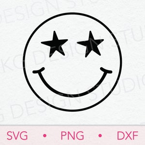 Star Smiley SVG DXF PNG, Smiley face, Cricut Cut File, Digital Download, Smile, Smiley