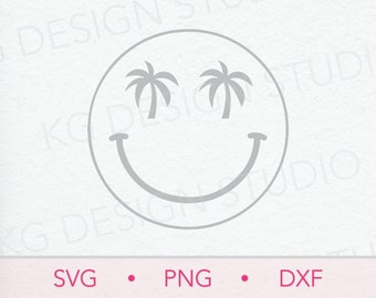 Palm Tree Smiley SVG, PNG, DXF, Beach Smiley, Summer svg