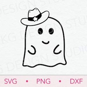 Cowboy Ghost SVG, PNG, DXF, Halloween Cricut Cut File