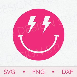 Lightning Smile SVG PNG DXF, Digital Download, Cricut Cut File, Western, Smiley, Lightning Bolt