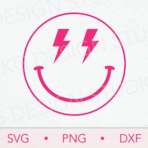 Lightning Smile SVG PNG DXF, Digital Download, Cricut Cut file, Western, Smile, Smiley, Lightning Bolt