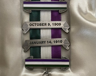 Rara reproducción sufragista * Medalla de huelga de hambre * + bolsa de terciopelo * Constance Lytton * WSPU Pankhurst Votos para las mujeres