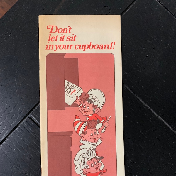 Vintage 1976 Snap, Crackle, Pop Cook Book - Kellogg  Don't Let It Set In Your Cup Board